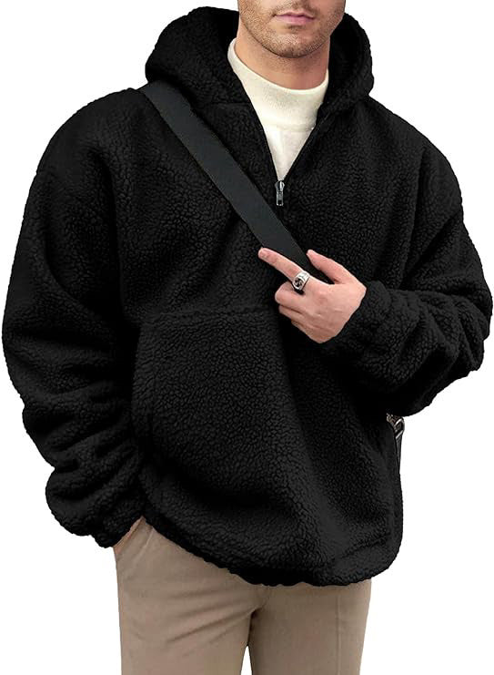 Herren kuscheliger Fleece-Pullover mit halbem Reißverschluss Krohn-e