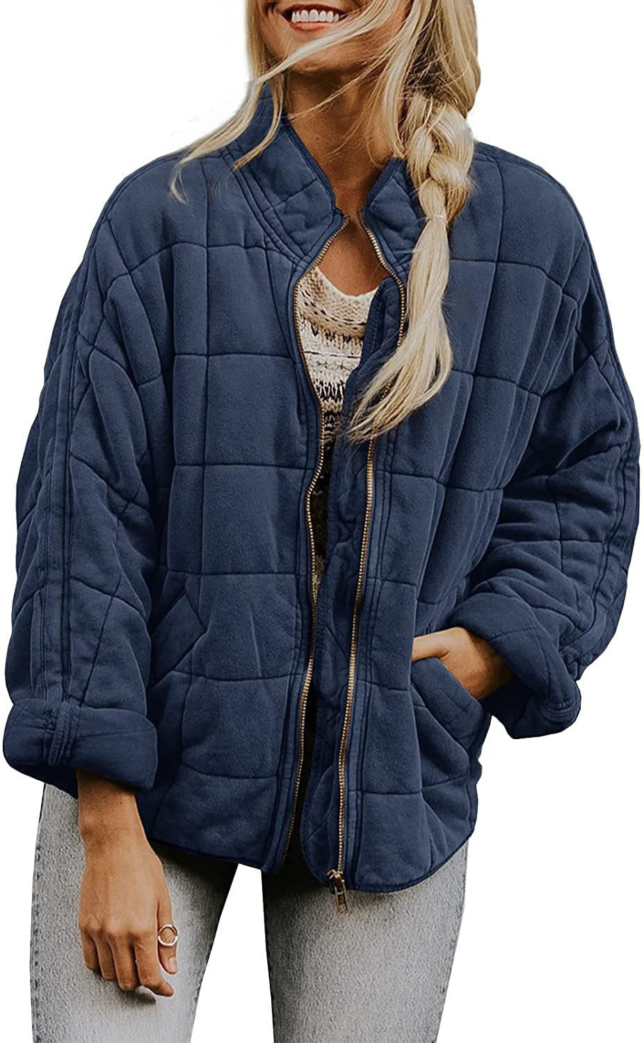 Damen gesteppte Kapuzenjacke mit Reißverschluss und Taschen Krohn-e