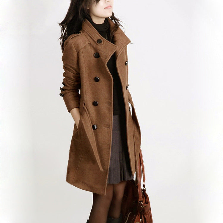 Krohn-e | Trenchcoat - Wollmix - Doppelreiher - Mit Gürtel - Eleganter langer Mantel