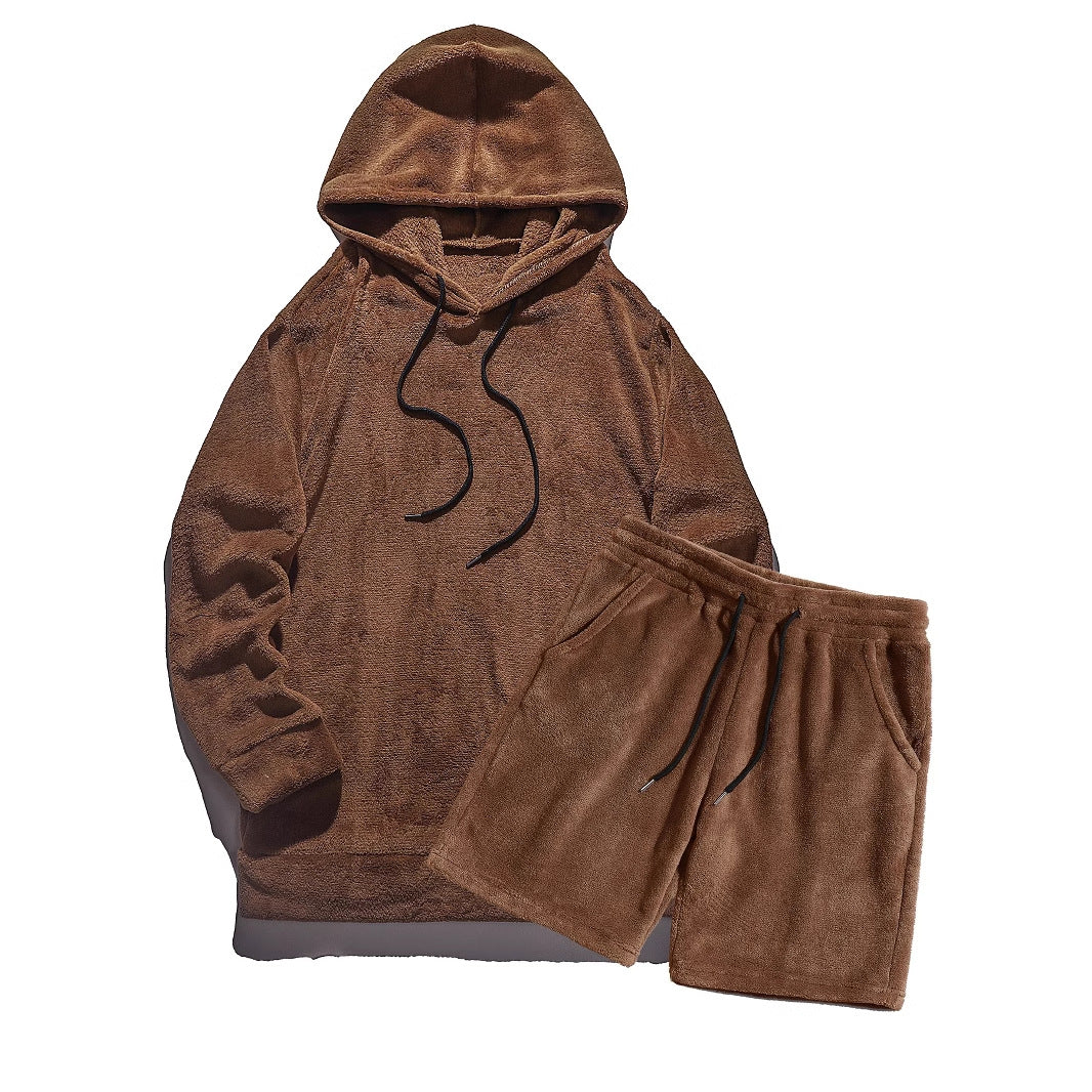 Damen gemütliches Fleece-Hoodie und Shorts Set Krohn-e