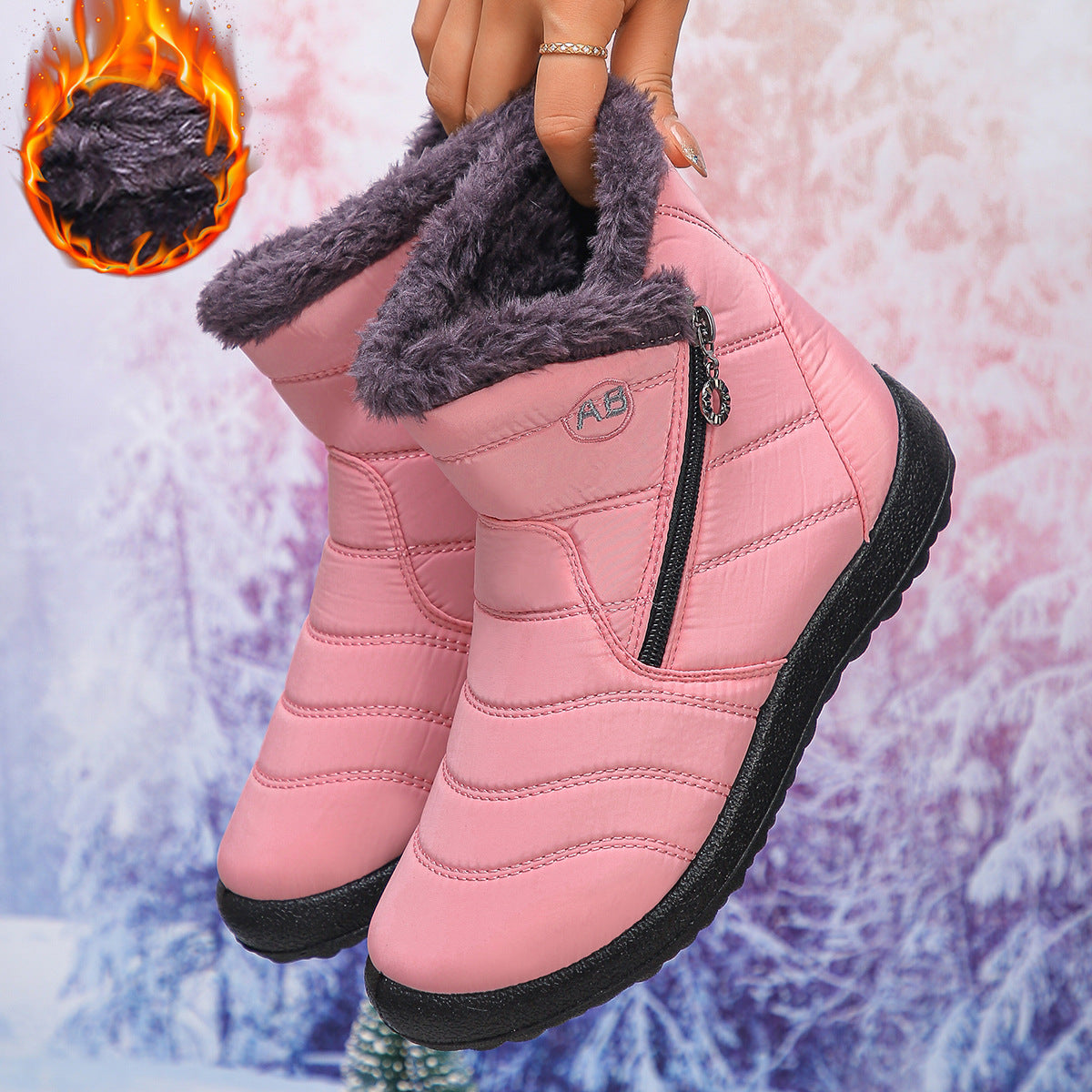 Damen Thermo-Winterstiefel mit kuscheligem Innenfutter und seitlichem Reißverschluss Krohn-e