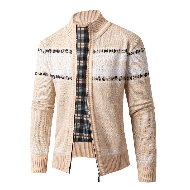 Herren Strickjacke mit hohem Kragen und modernem Zipper Krohn-e