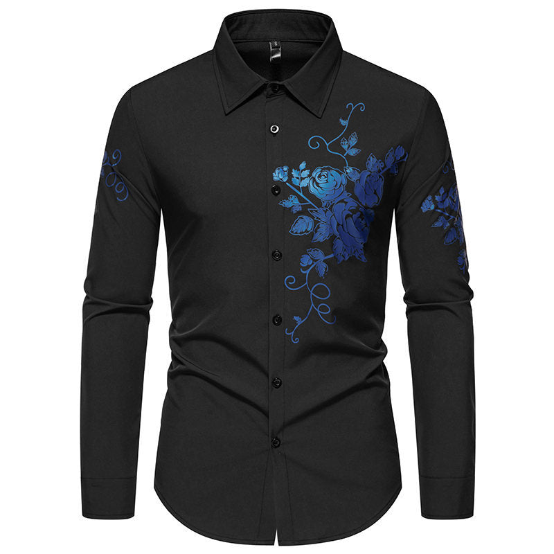 Herren Langarmhemd mit floralen Stickereien Krohn-e