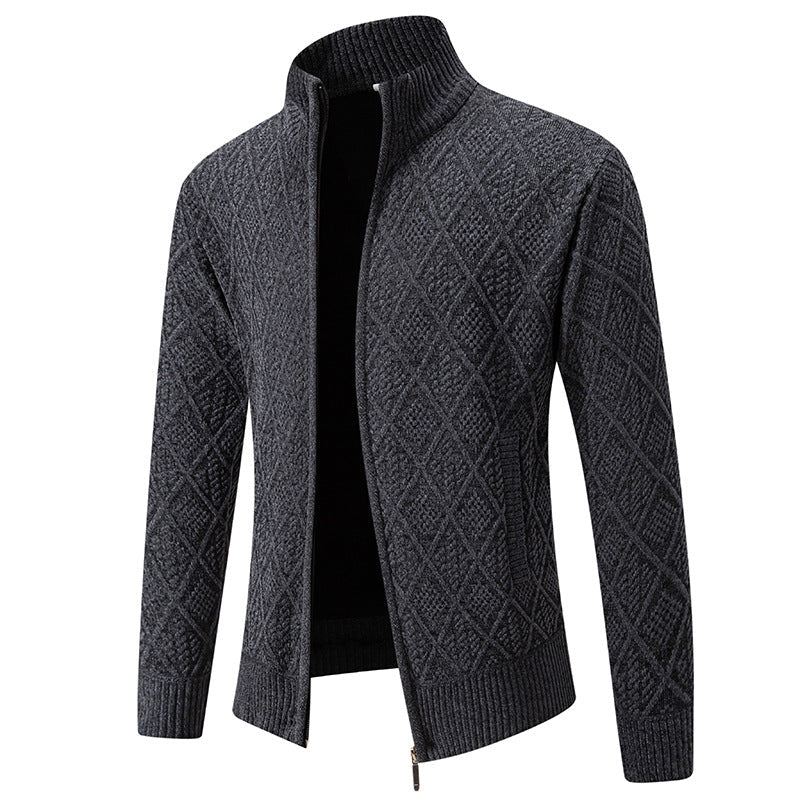 Herren Strickjacke mit strukturiertem Design und hohem Kragen Krohn-e