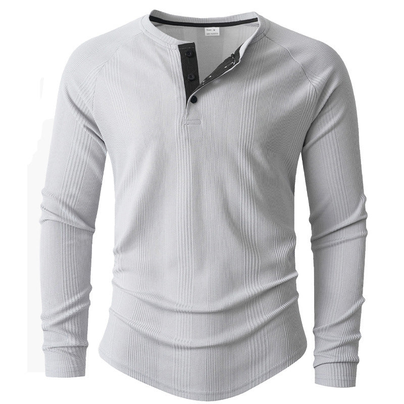 Herren Langarm Henley-Shirt mit strukturierter Oberfläche Krohn-e