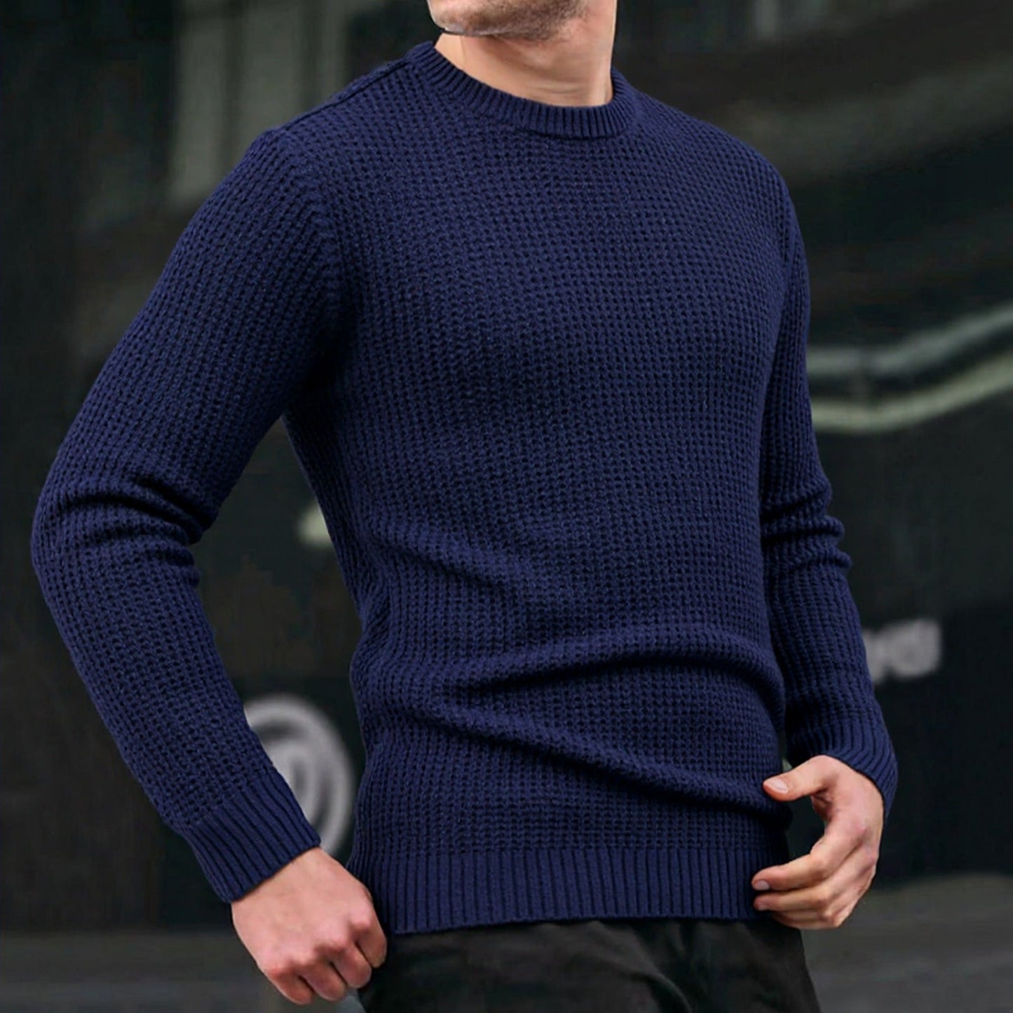 Herren lockerer Strickpullover mit Waffelmuster Krohn-e