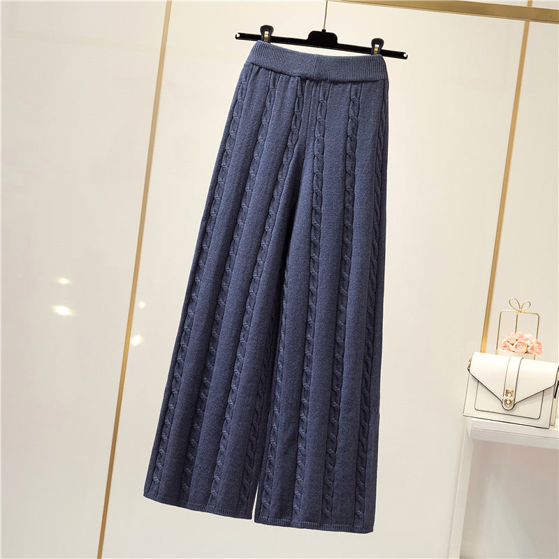 Damen Strickweite Palazzo-Hose mit Zopfmuster Krohn-e