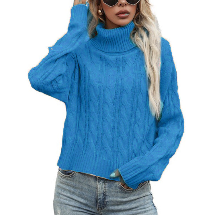 Damen Rollkragenpullover mit strukturiertem Zopfmuster und lässigem Schnitt Krohn-e