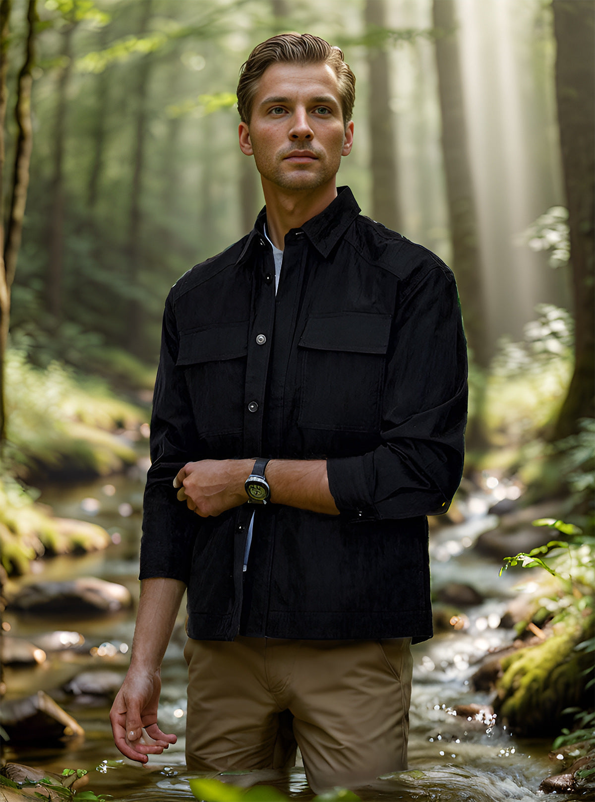 Herren lässige Hemdjacke mit praktischen Taschen Krohn-e