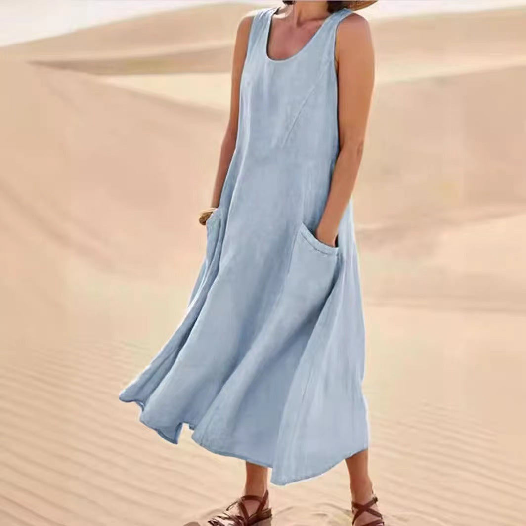 Damen Sommerliches Maxi-Kleid mit praktischen Taschen und lässigem Schnitt Krohn-e