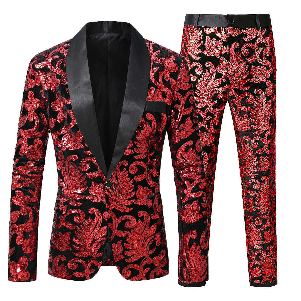 Herren glitzernder Smokinganzug mit floralen Paillettenmustern Krohn-e