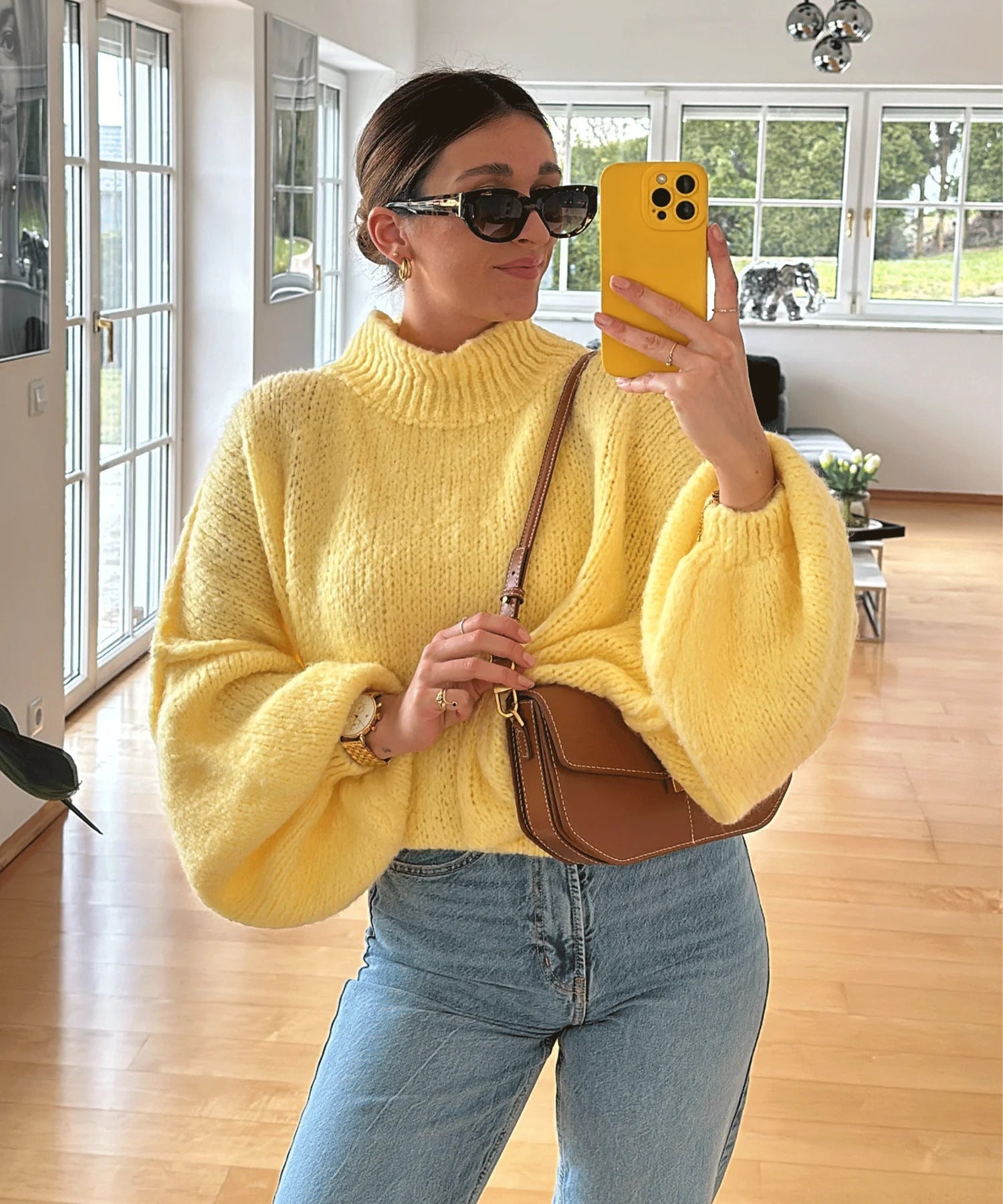 Damen lässiger Oversize Pullover mit hohen Ärmeln und unkonventionellem Schnitt Krohn-e