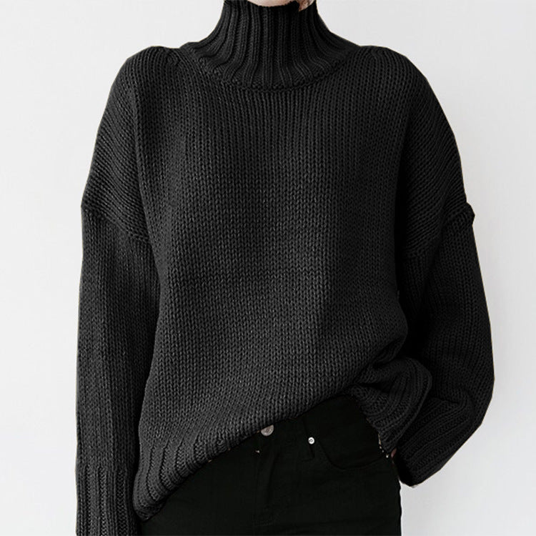Damen Grober Strickpullover mit hohem Kragen und lässigem Schnitt Krohn-e