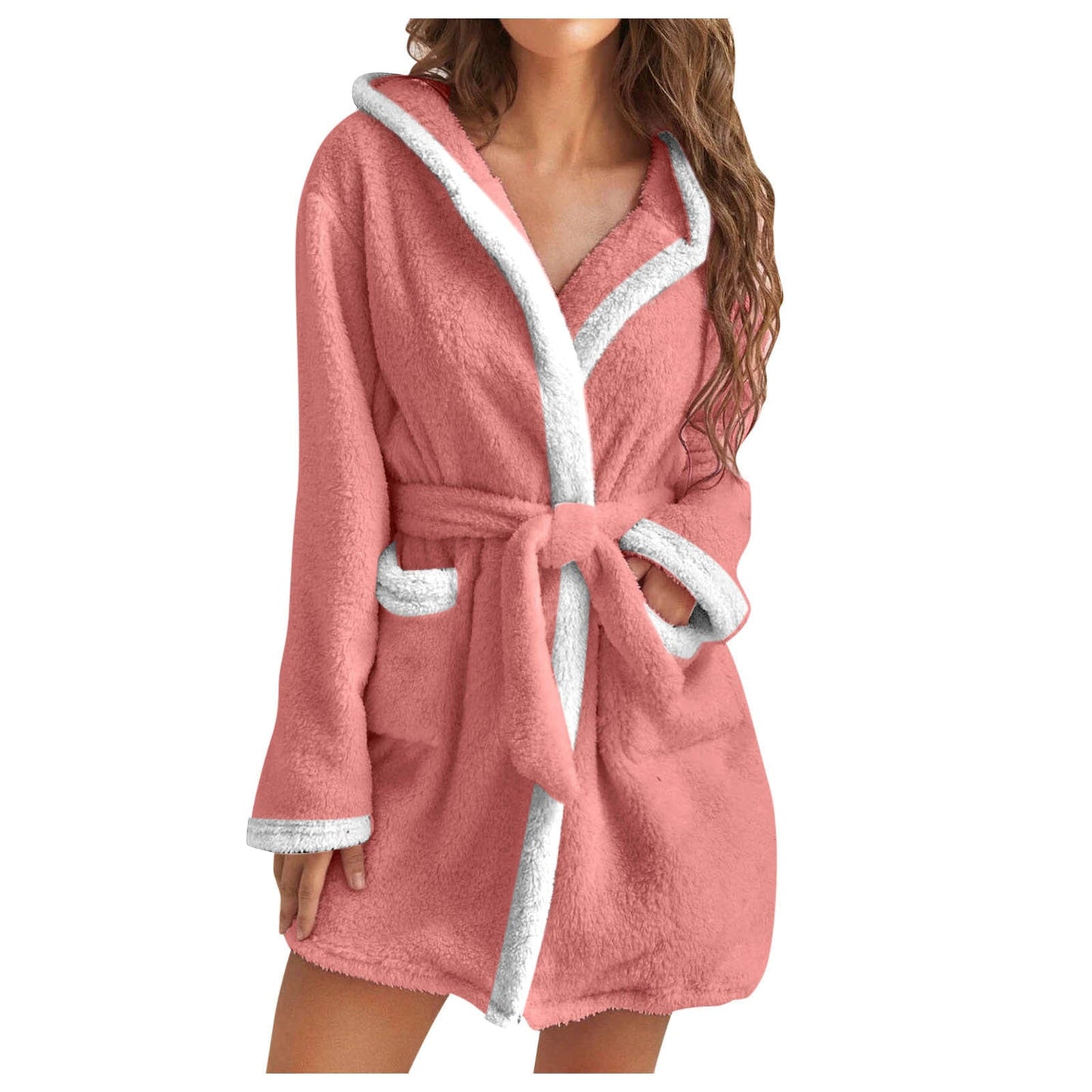 Damen Kuscheliger Bademantel mit weichem Sherpa-Futter und praktischen Taschen Krohn-e