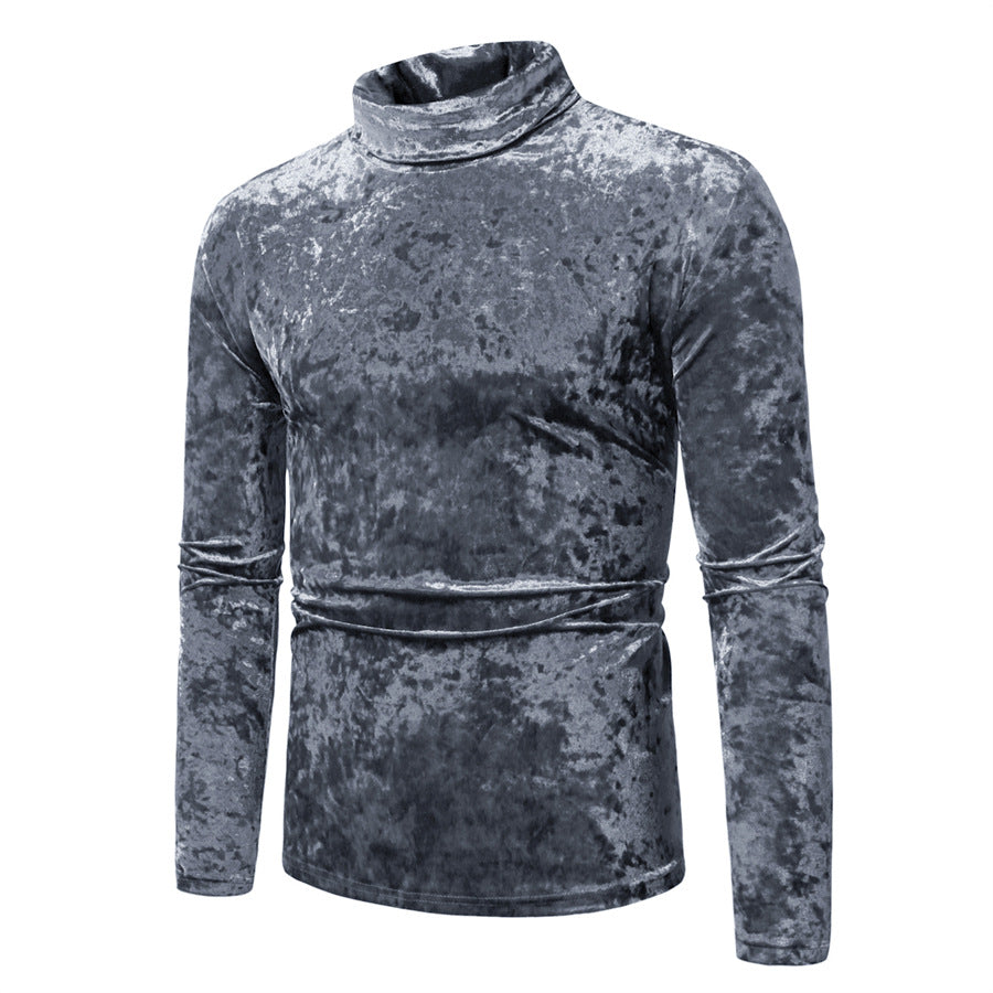 Herren Eleganter Rollkragenpullover aus weichem Samtstoff Krohn-e