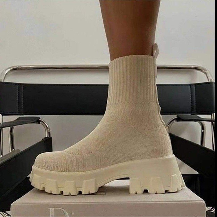 Damen trendige Stiefel mit hohem Schaft und robustem Plateau Krohn-e