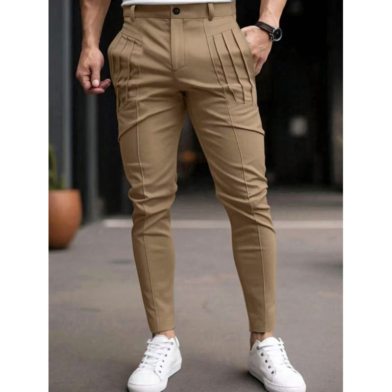 Herren stylische Slim-Fit Anzughose mit plissiertem Design Krohn-e