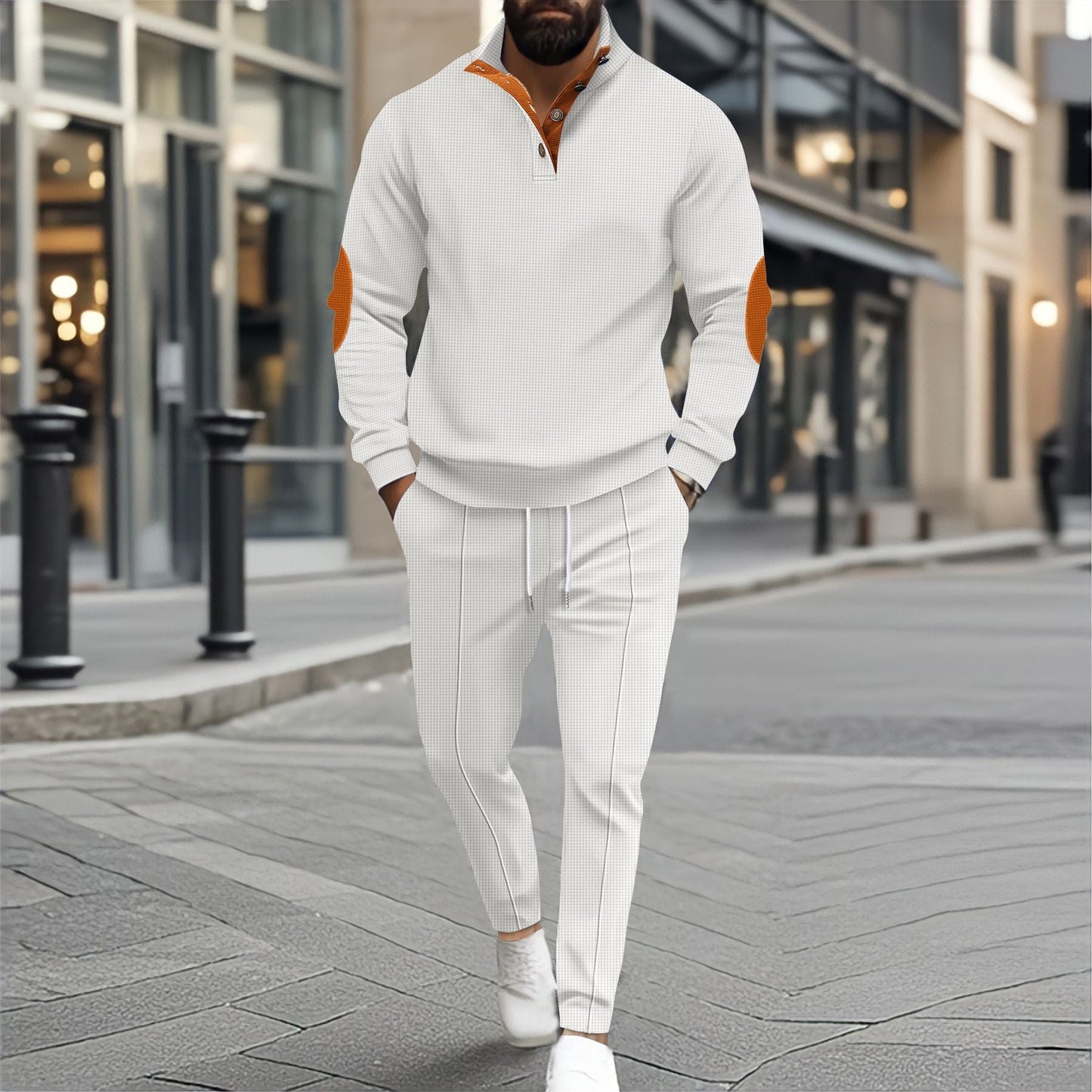 Herren sportliches Freizeitpullover- und Jogginghose-Set mit strukturierter Optik Krohn-e