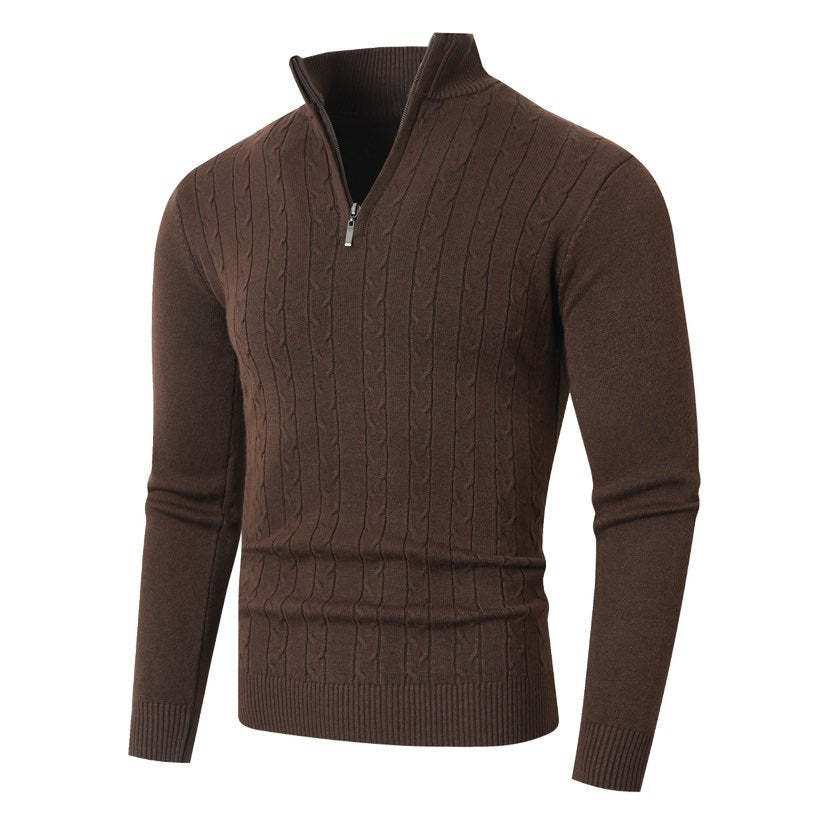 Herren Strickpullover mit halbem Reißverschluss und strukturiertem Design Krohn-e