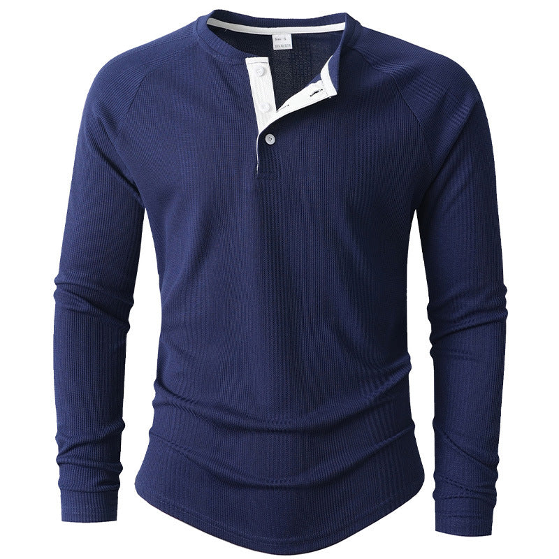 Herren Langarm Henley-Shirt mit strukturierter Oberfläche Krohn-e