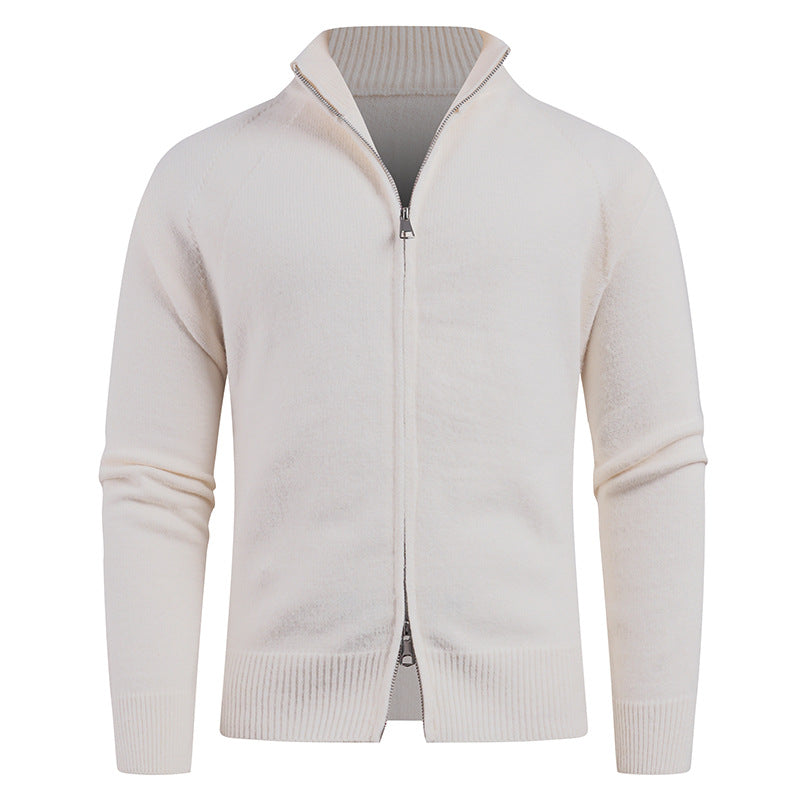 Herren hochwertige Strickjacke mit modernem Reißverschluss und hochgezogenem Kragen Krohn-e