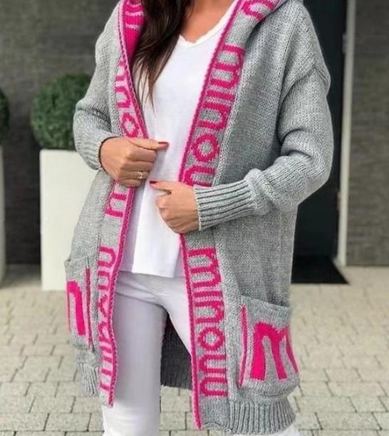 Damen Strickjacke mit logodruck und tiefen Taschen Krohn-e