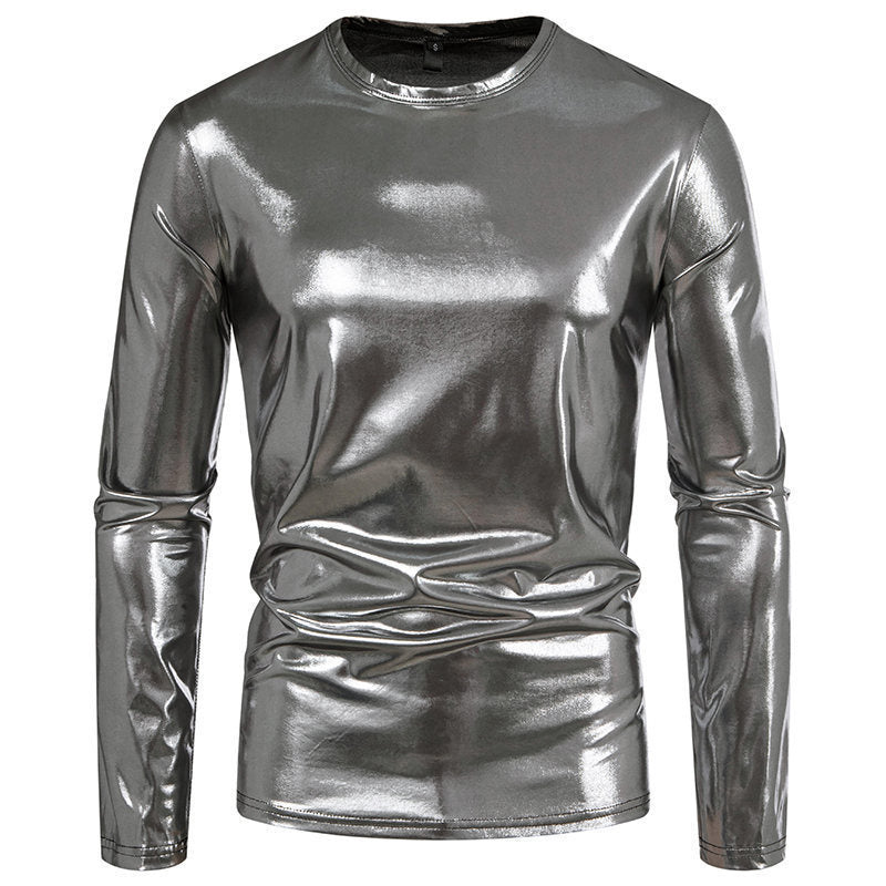 Herren langärmliges Shirt aus glänzendem Stretch-Stoff Krohn-e