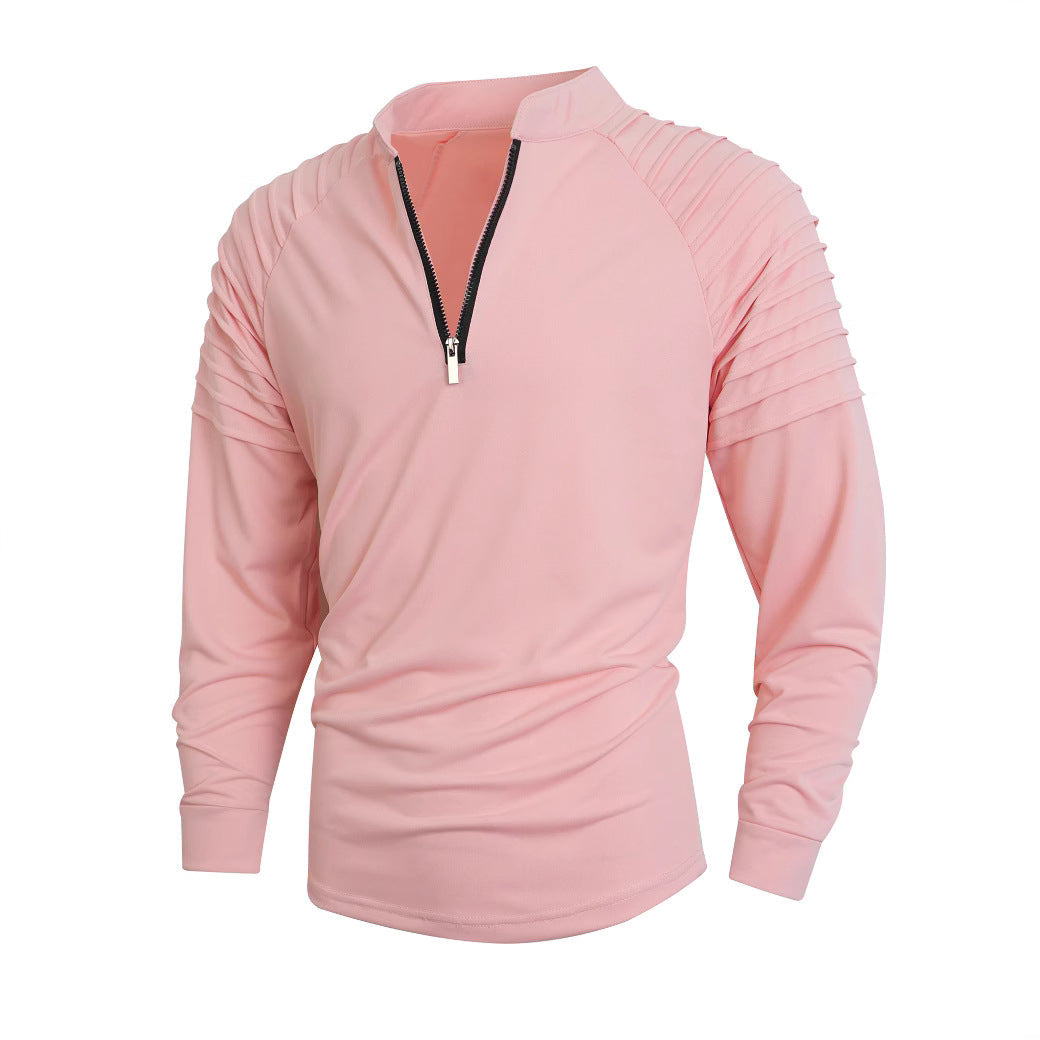 Herren Langarmshirt mit modernem Stehkragen und Reißverschluss Krohn-e