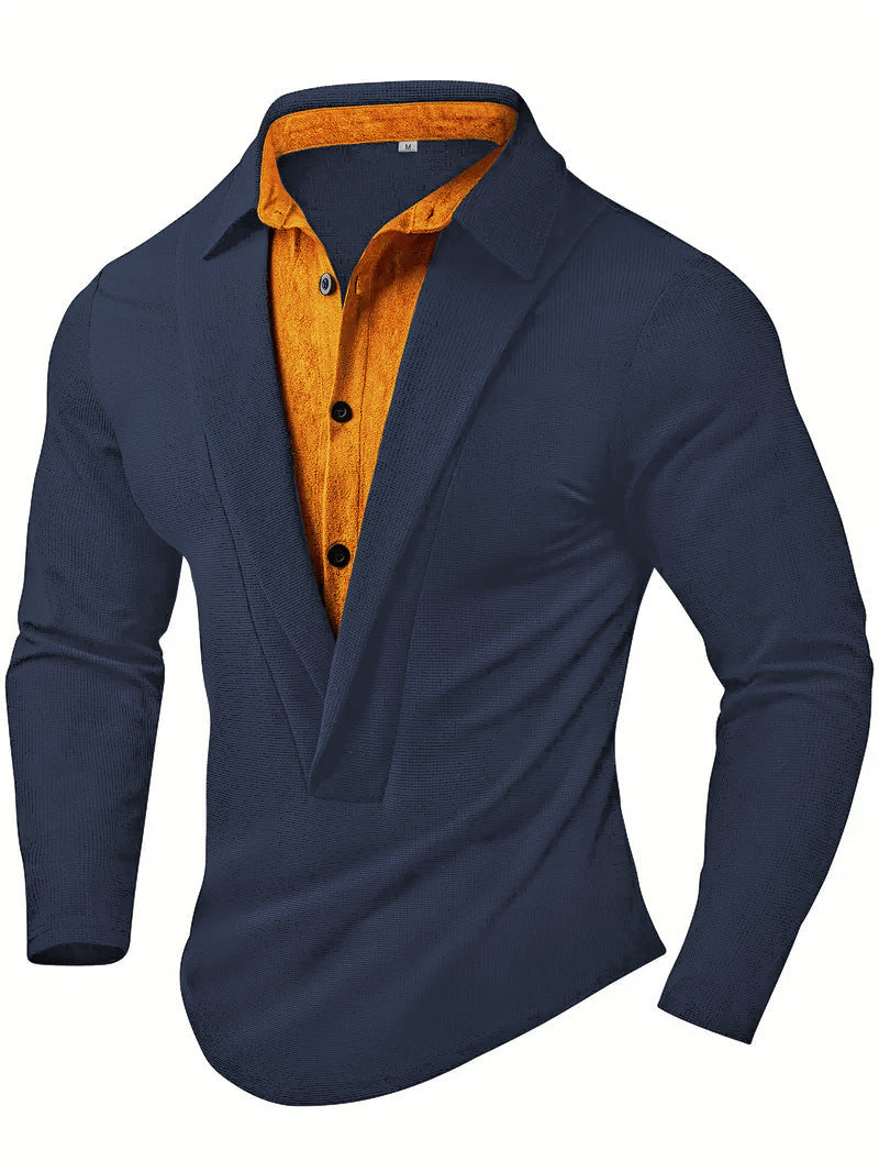 Herren Elegantes Langarmhemd mit modernem Kragen und texturiertem Design Krohn-e