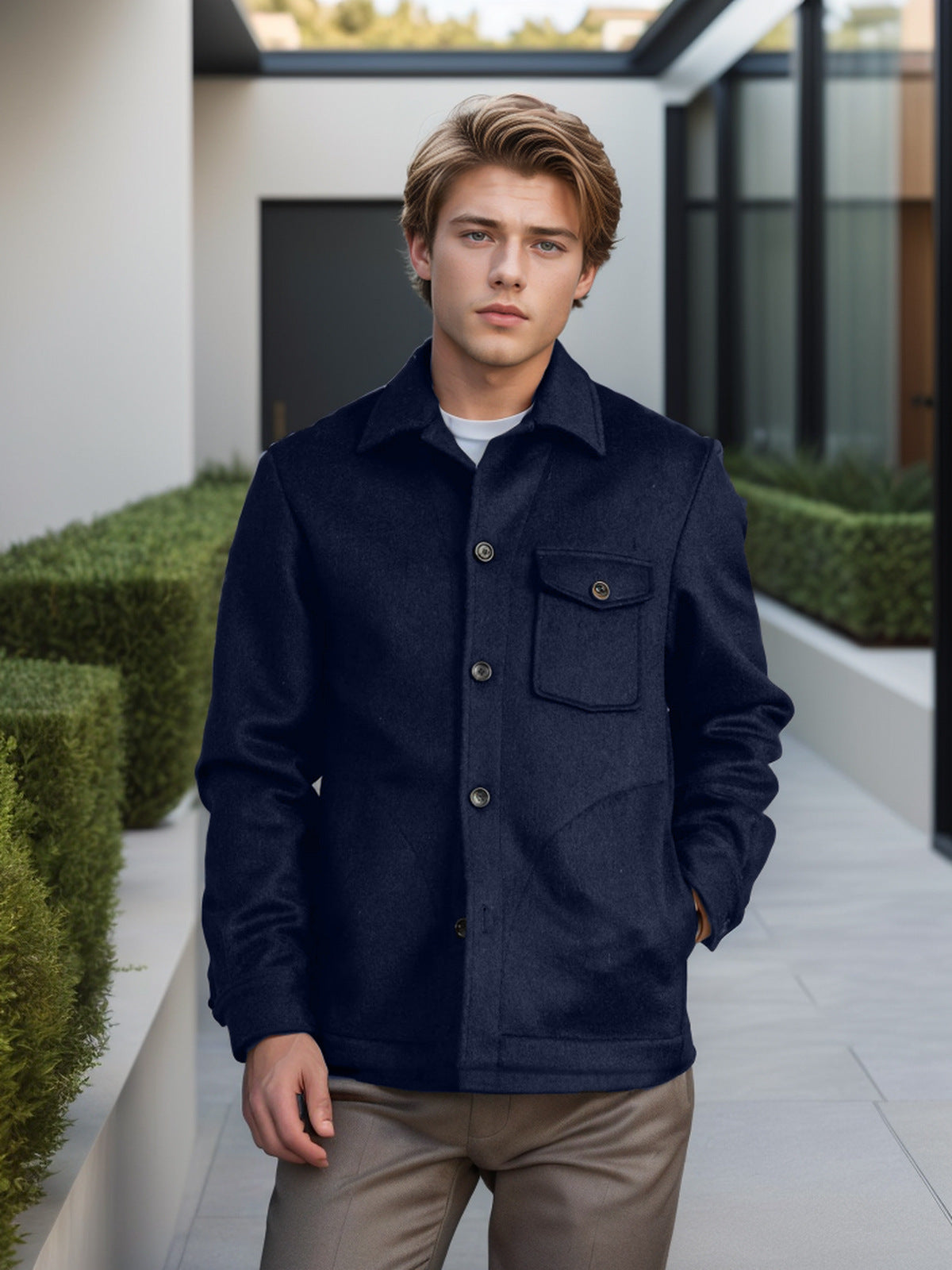 Herren Wolljacke mit praktischem Brusttaschen Krohn-e