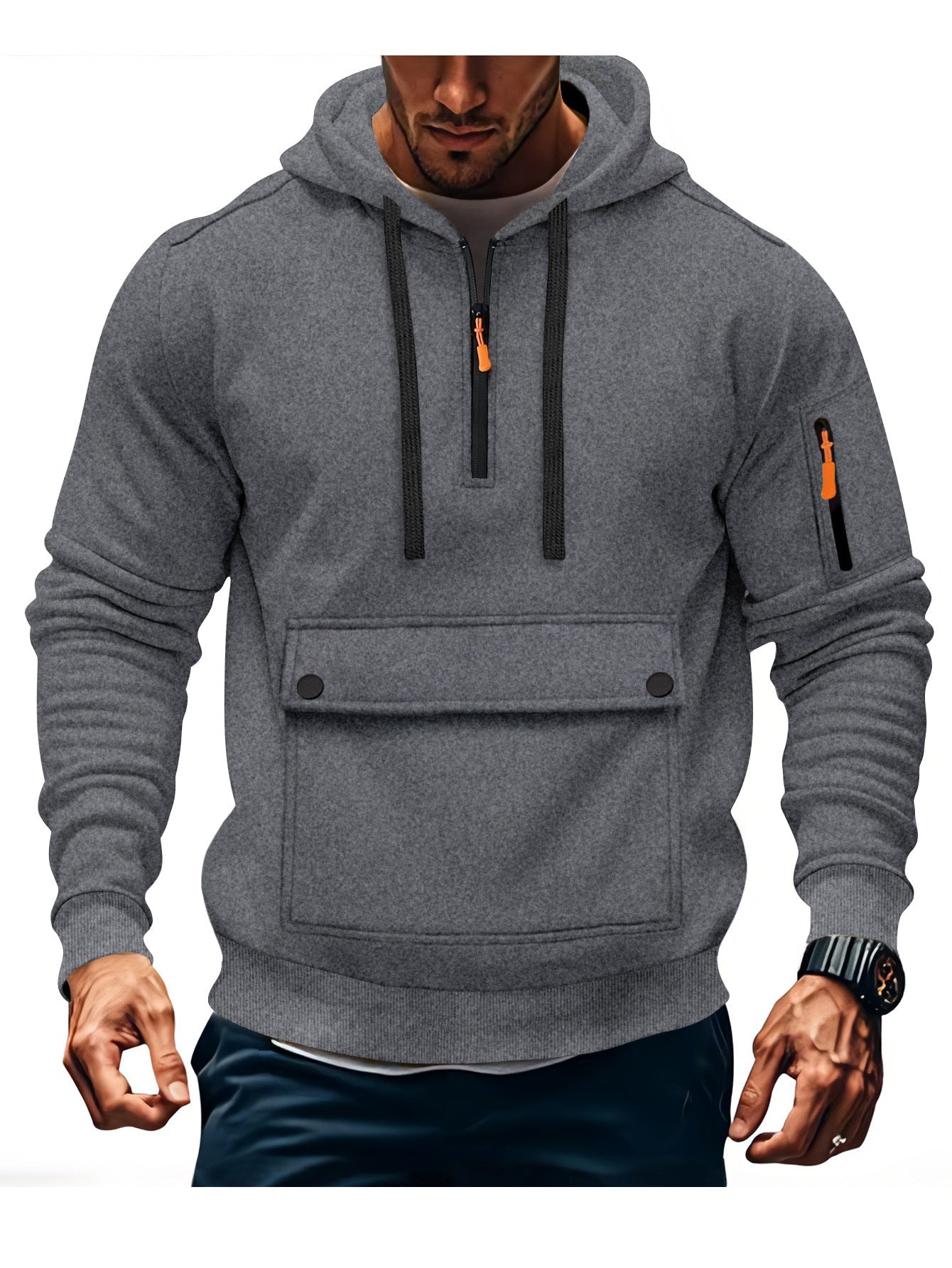Herren lässige Kapuzenpullover mit praktischen Taschen Krohn-e
