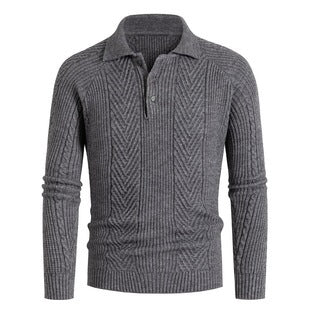 Herren Strickpullover mit klassischem Rautenmuster und Knopfleiste Krohn-e