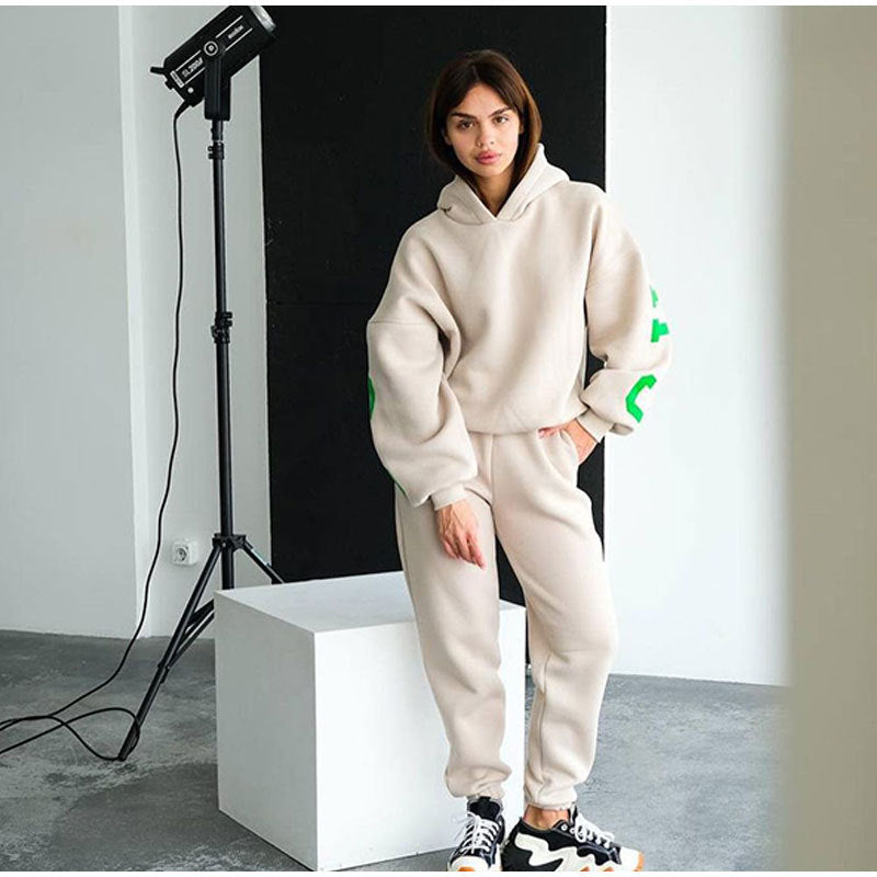 Damen Lässiger Oversize-Sweatanzug mit Kapuze und elastischem Bund Krohn-e