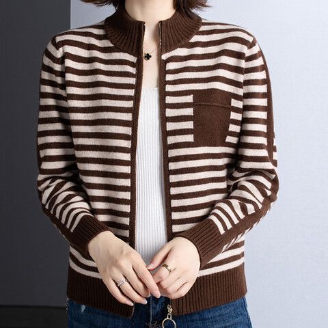 Damen Strickjacke mit Stehkragen und Reißverschluss Krohn-e