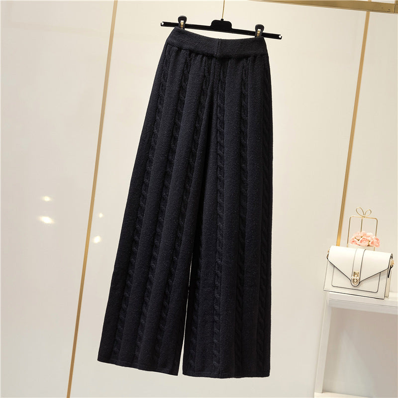 Damen Strickweite Palazzo-Hose mit Zopfmuster Krohn-e