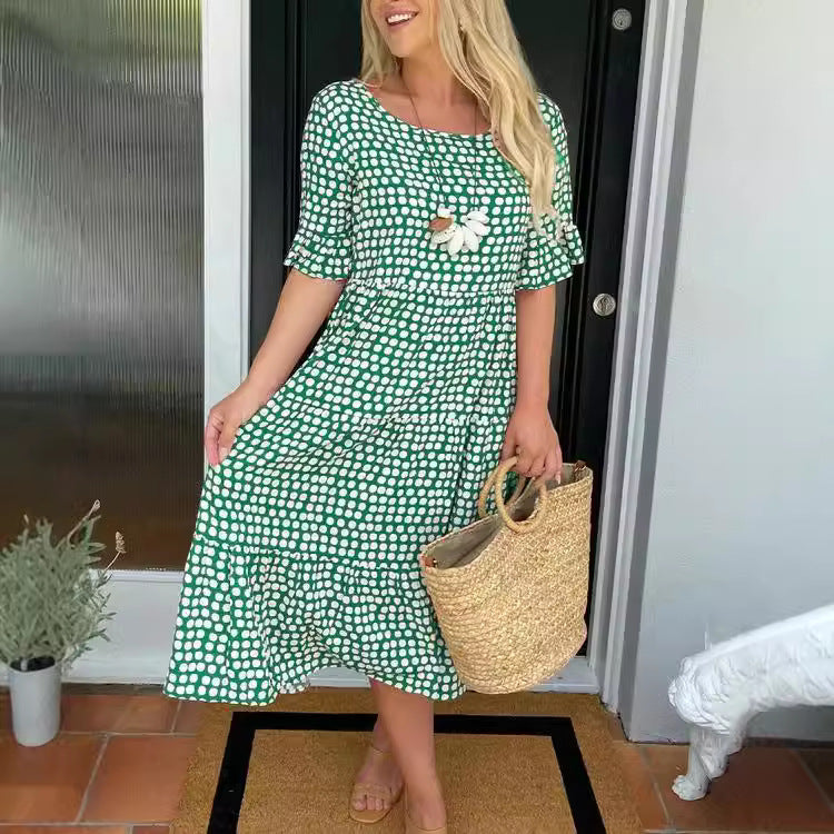 Fudus Sommerkleid mit Rundhals-Ausschnitt und Druck