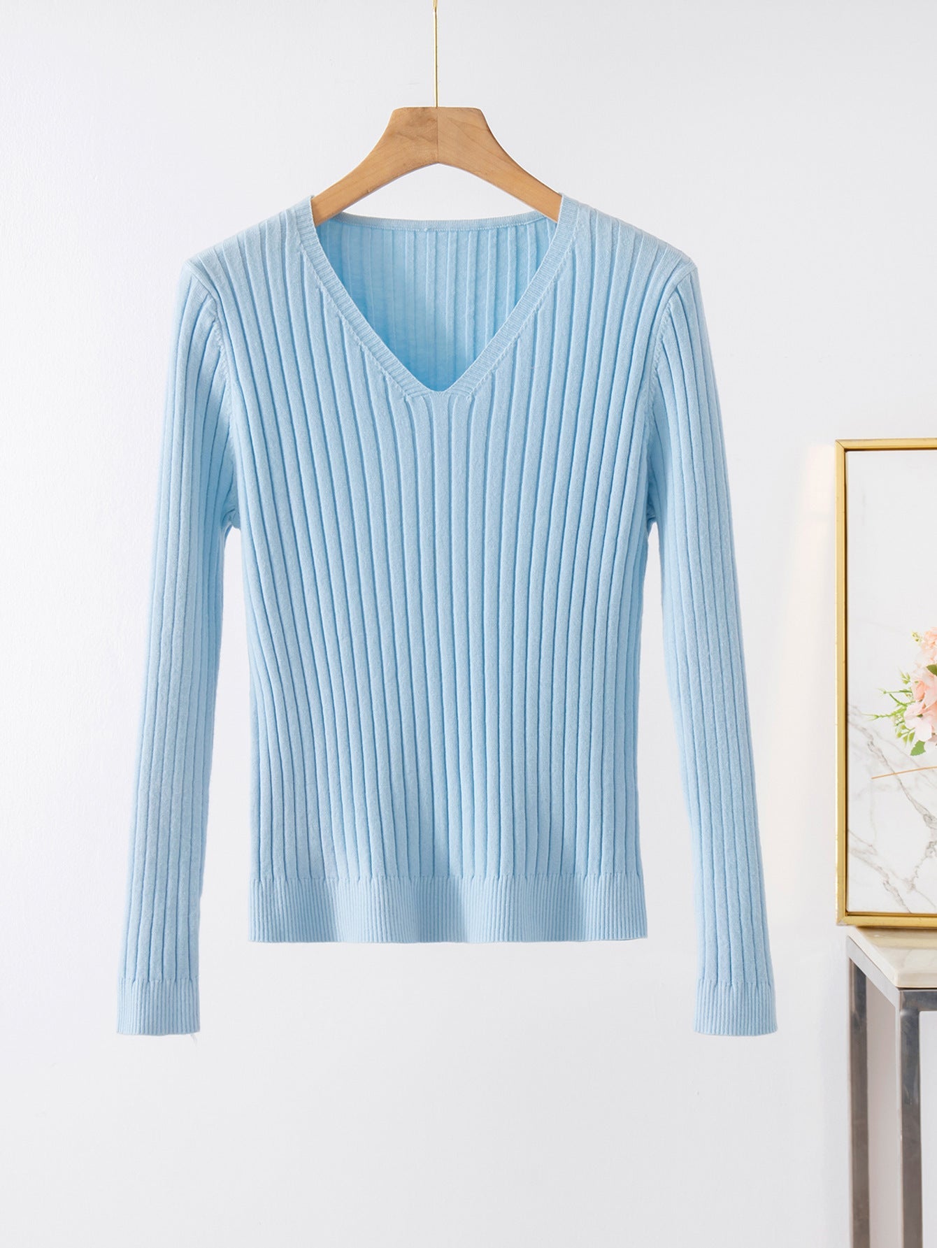 Damen Feinstrickpullover mit V-Ausschnitt und Rippstruktur Krohn-e