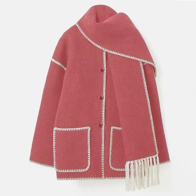 Damen Oversized Strickjacke mit Fransen und Taschen Krohn-e