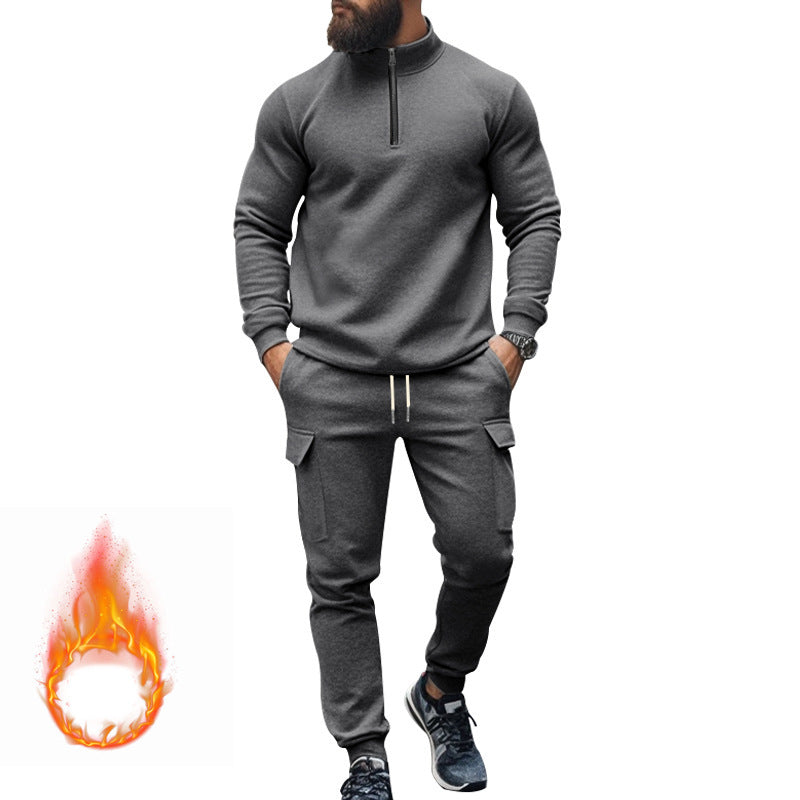 Herren Sportliches Fleece-Set mit funktionalem Reißverschluss und Cargo-Hosen Krohn-e