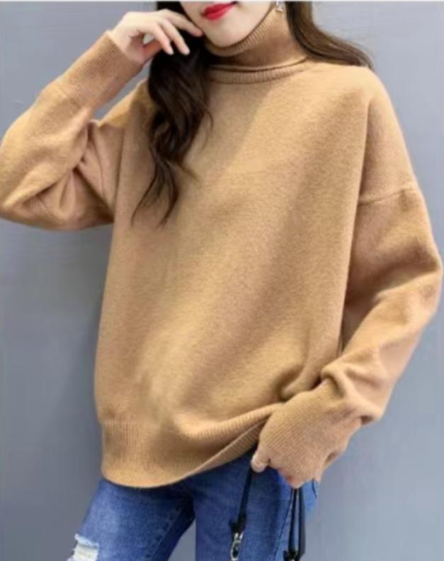 Damen Oversized Pullover mit hohem Kragen und Puffärmeln Krohn-e