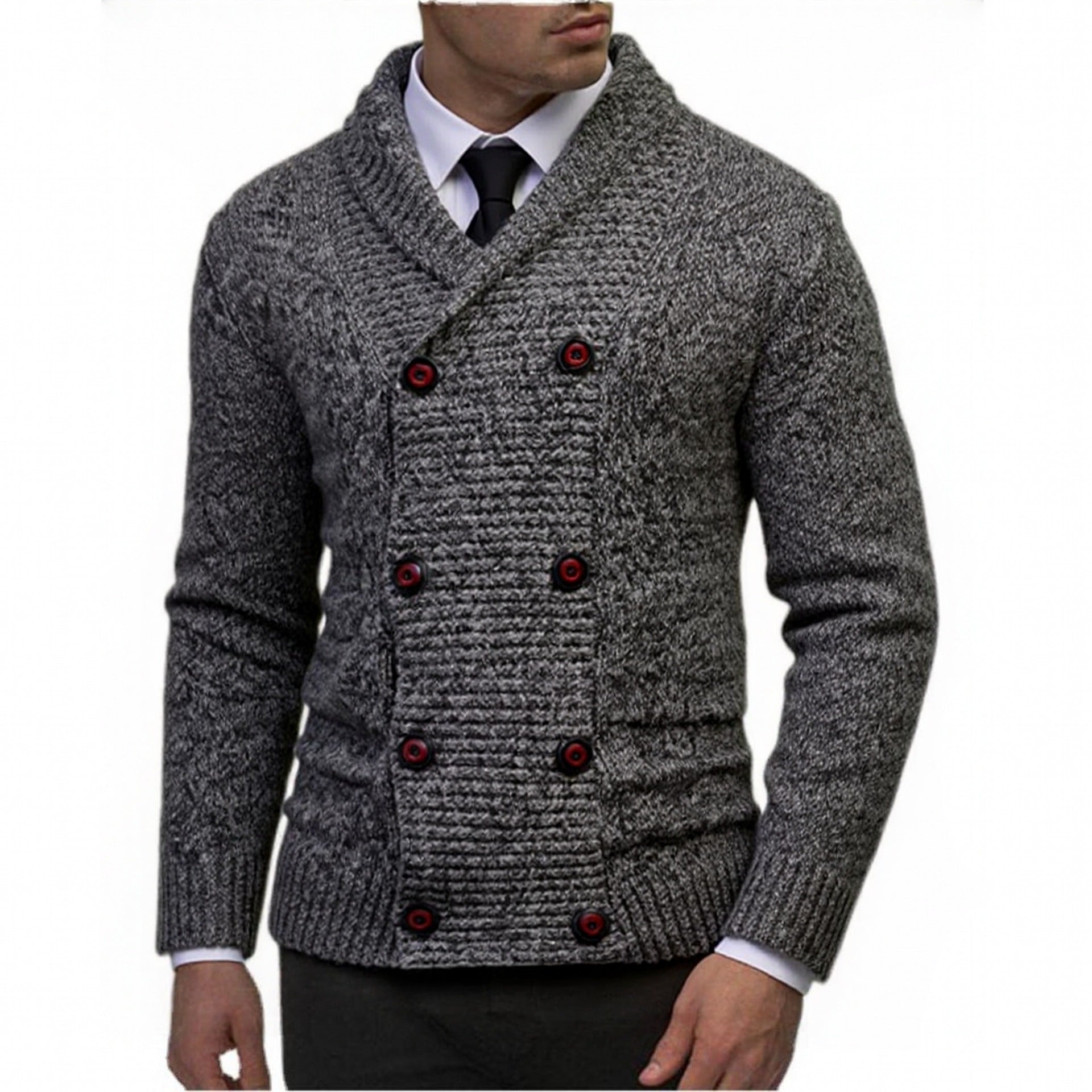 Herren modischer Strickpullover mit doppeltem Knopfverschluss und strukturiertem Design Krohn-e