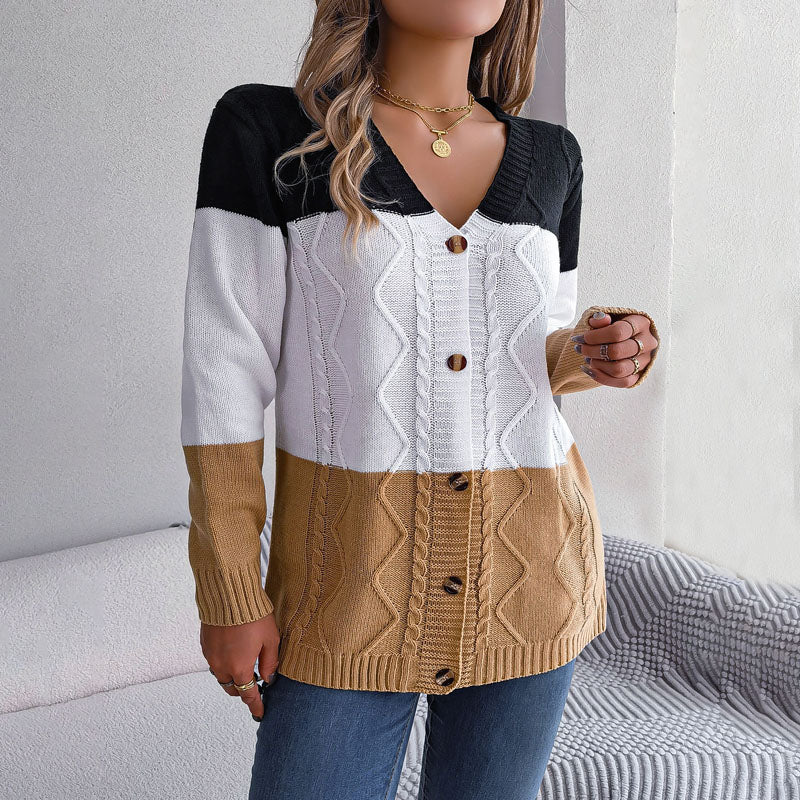 Krohn-e | Farbblock Strickjacke mit Modischem Stil