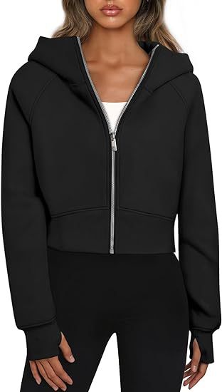 Damen cropped Kapuzenjacke mit durchgehendem Reißverschluss Krohn-e