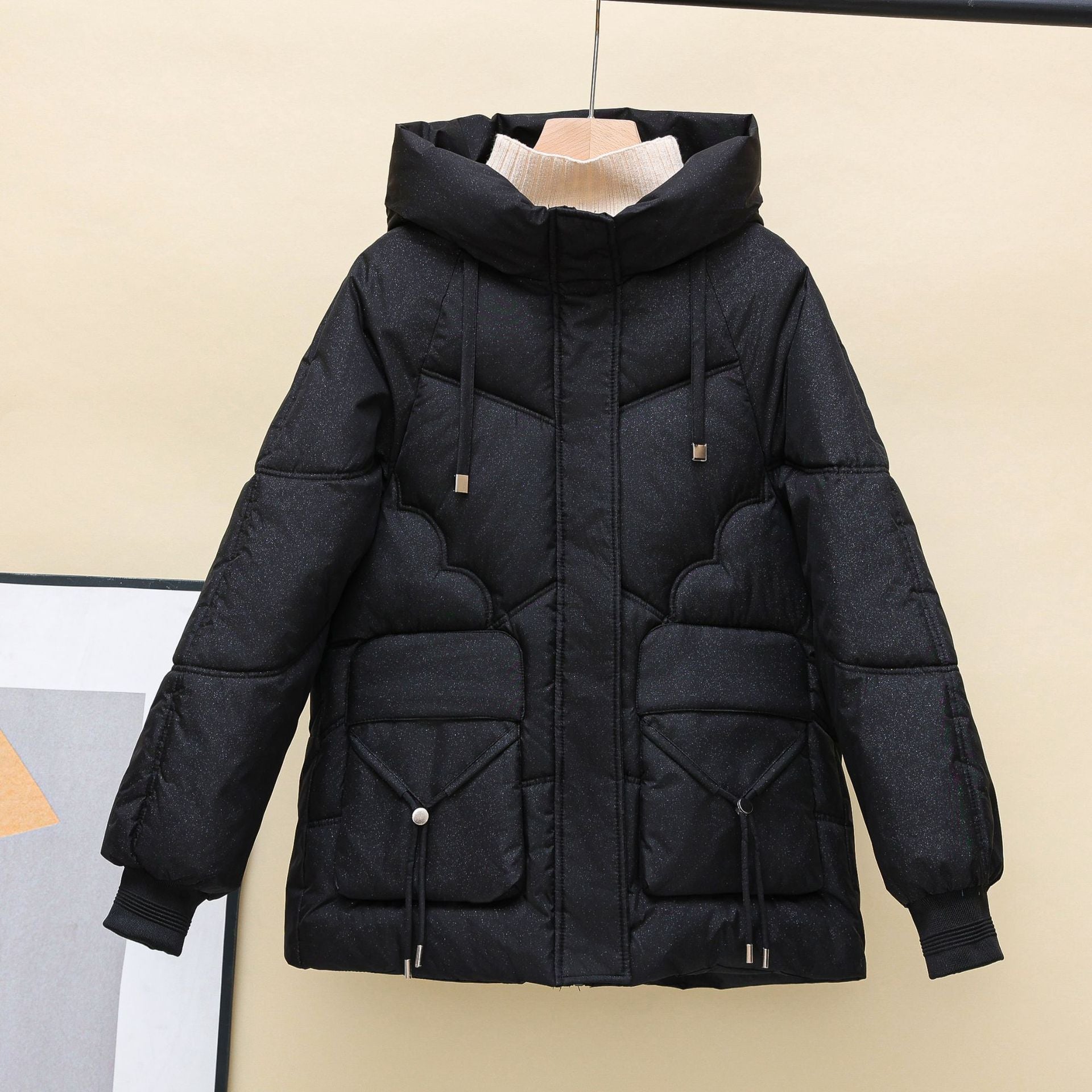 Damen gesteppte Winterjacke mit Kapuze und Herzdetails Krohn-e