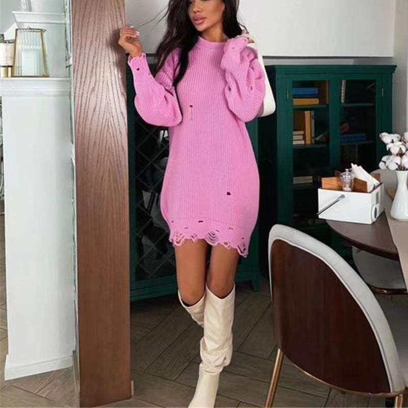 Damen Grobstrickkleid mit lässigem Schnitt und modischen Details Krohn-e