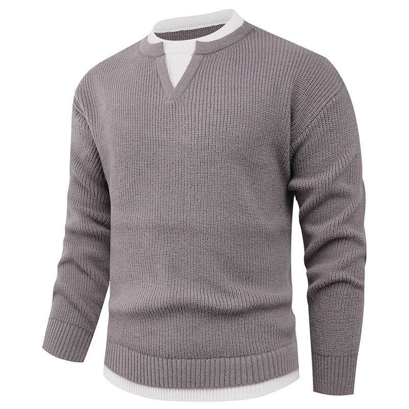 Herren Strickpullover mit V-Ausschnitt und feiner Struktur Krohn-e