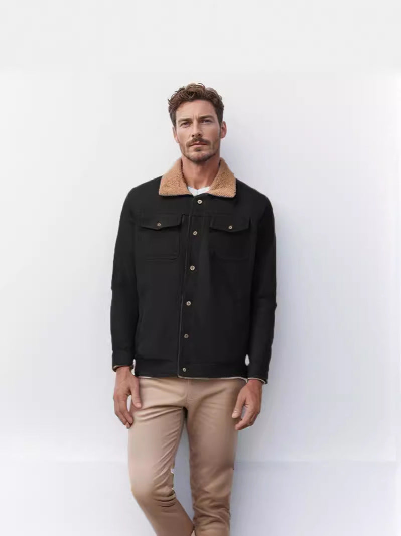 Herren robuste Canvasjacke mit Teddy-Kragen Krohn-e