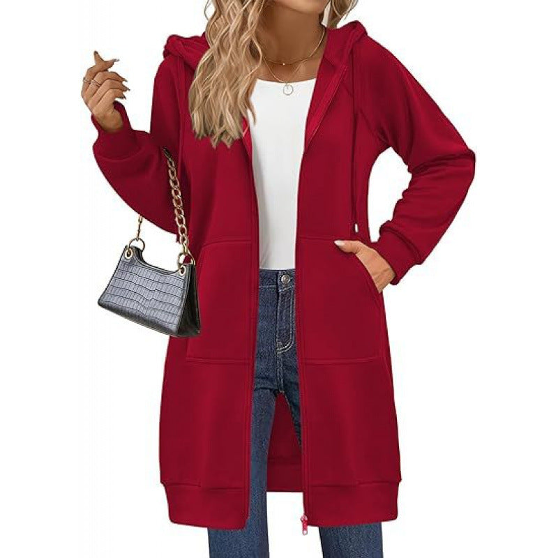 Damen modische Kapuzenjacke mit seitlichen Eingrifftaschen und Reißverschluss Krohn-e
