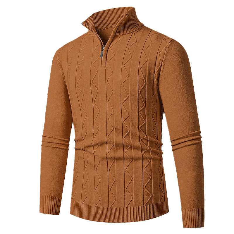 Herren Strickpullover mit stylischem Reißverschluss und Zopfmuster Krohn-e