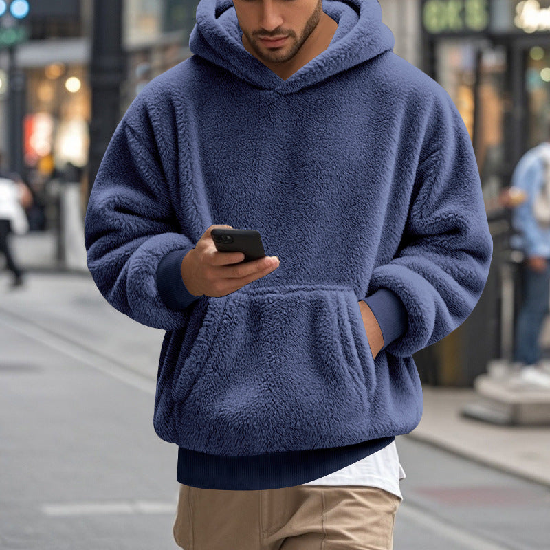 Herren übergroßer Fleece-Hoodie mit Kängurutasche und gemütlichem Schnitt Krohn-e